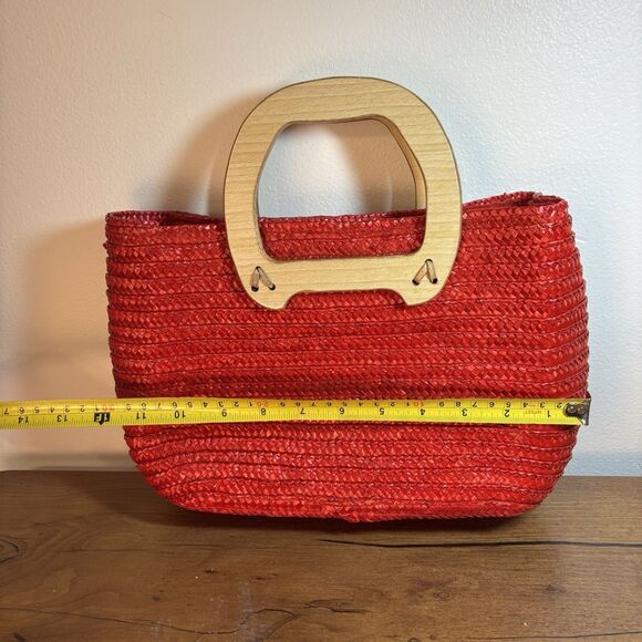 VTG Jennifer Moore Red Rattan Wicker Bag Classic - Picture 5 of 13